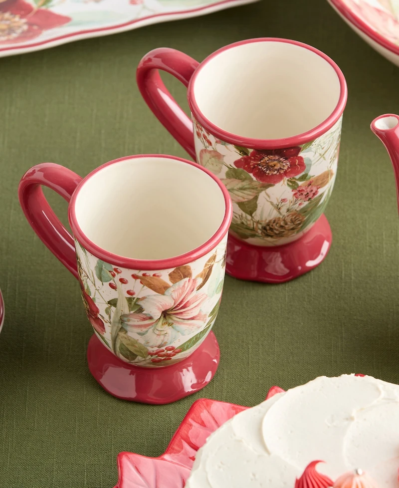 Certified International Winter Blooms Mugs, Set of 4