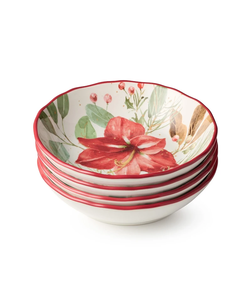Certified International Winter Blooms Soup Bowls, Set of 4