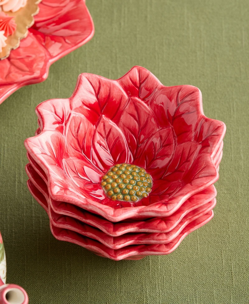 Certified International Winter Blooms Poinsettia Ice Cream Bowls, Set of 4