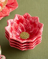 Certified International Winter Blooms Poinsettia Ice Cream Bowls, Set of 4