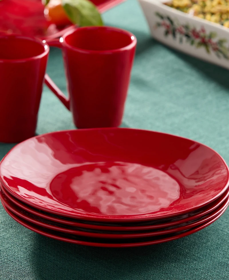 Certified International Berry Red Christmas Dinner Plates, Set of 4