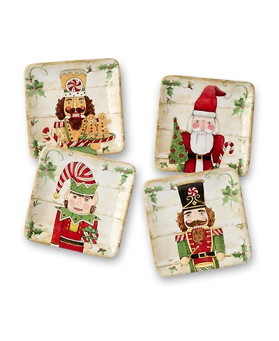 Certified International Nutcracker Parade Canape Plates, Set of 4