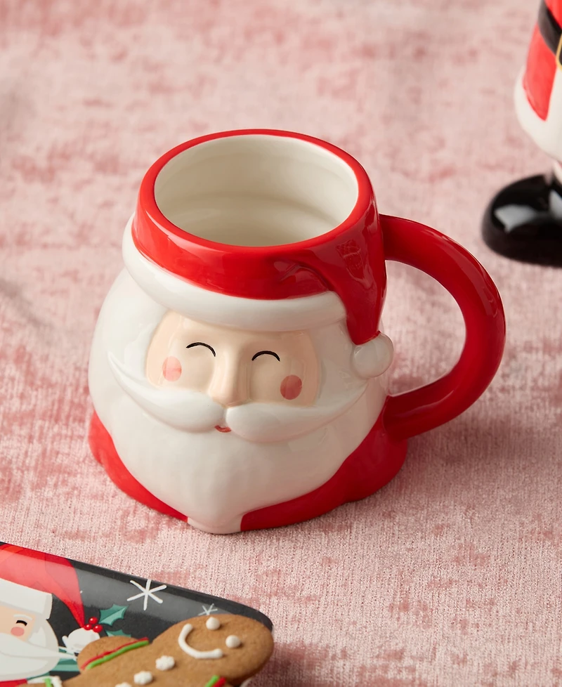 Certified International Christmas Whimsy Santa 3-d Mugs, Set of 4