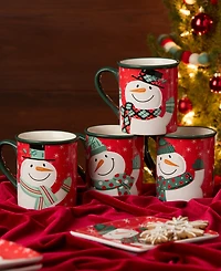 Certified International Christmas Whimsy Snowman Mugs, Set of 4