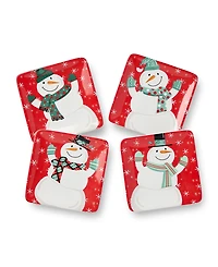Certified International Christmas Whimsy Snowman Canape Plates, Set of 4