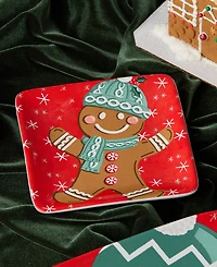 Certified International Christmas Whimsy Gingerbread Canape Plates, Set of 4