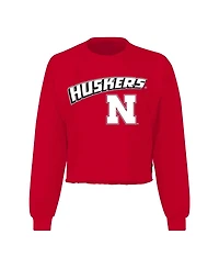 Spirit Jersey Women's Scarlet Nebraska Huskers Slouchy Cropped Long Sleeve T-Shirt