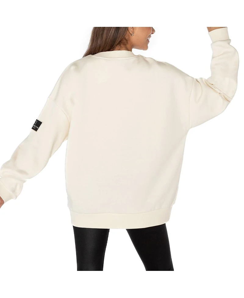 Gameday Couture Women's Cream New York Giants Premium Fleece Oversized Drop Shoulder Pullover Sweatshirt