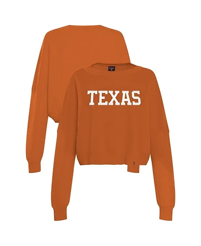 Hype And Vice Women's Burnt Orange Texas Longhorns Oversized Cropped Ivy Knit Pullover Sweater