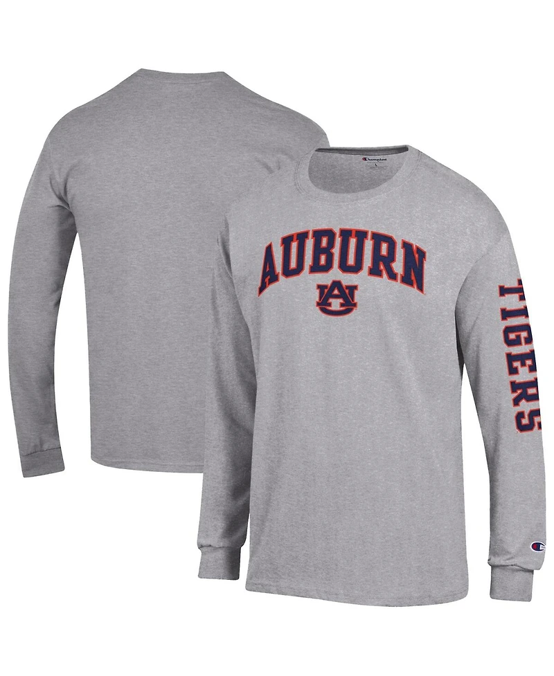 Champion Men's Heather Gray Auburn Tigers Arch Over Logo 2-Hit Long Sleeve T-Shirt