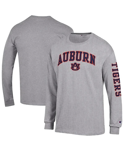 Champion Men's Heather Gray Auburn Tigers Arch Over Logo 2-Hit Long Sleeve T-Shirt