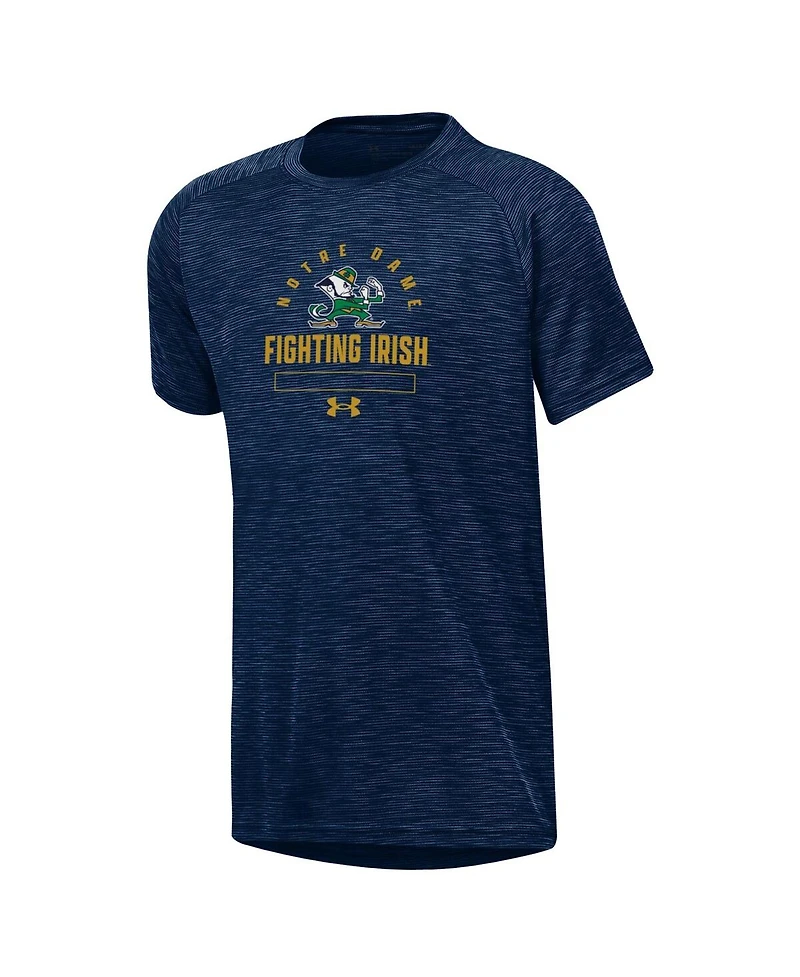 Under Armour Big Boys and Girls Heather Navy Notre Dame Fighting Irish Ultra Soft Rye Tech Performance T-Shirt