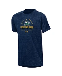 Under Armour Big Boys and Girls Heather Navy Notre Dame Fighting Irish Ultra Soft Rye Tech Performance T-Shirt