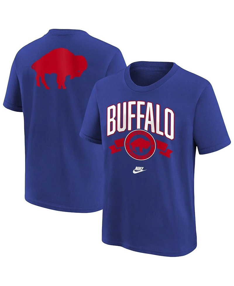 Nike Big Boys and Girls Royal Buffalo Bills Rewind Front Back Essential T-Shirt