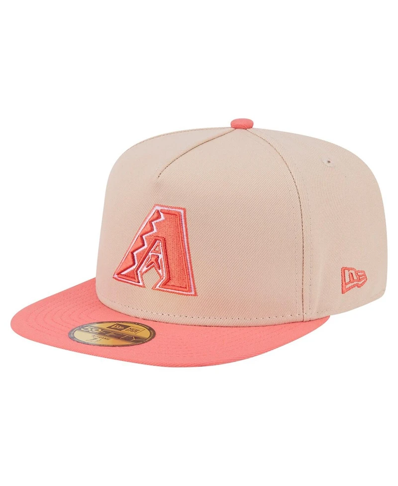 New Era Men's Light Beige/Coral Arizona Diamondbacks Two-Tone Color Pack A-Frame 59FIFTY Fitted Hat