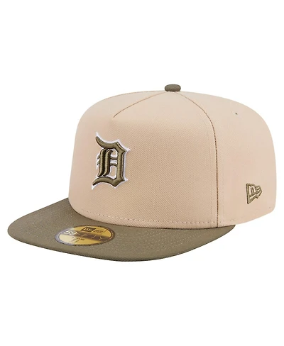 New Era Men's Light Beige/Olive Detroit Tigers Two-Tone Color Pack A-Frame 59FIFTY Fitted Hat