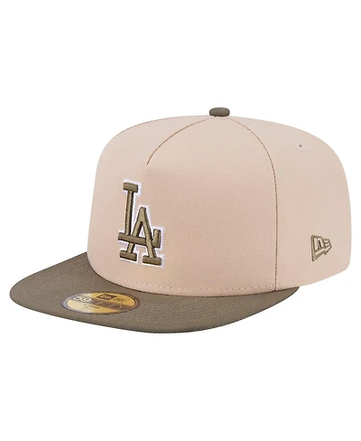 New Era Men's Light Beige/Olive Los Angeles Dodgers Two-Tone Color Pack A-Frame 59FIFTY Fitted Hat