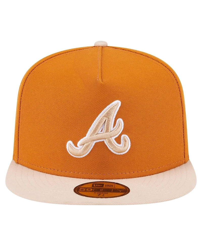 New Era Men's Orange/Light Beige Atlanta Braves Two-Tone Color Pack A-Frame 59FIFTY Fitted Hat