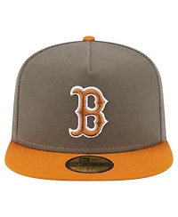 New Era Men's Olive/Orange Boston Red Sox Two-Tone Color Pack A-Frame 59FIFTY Fitted Hat