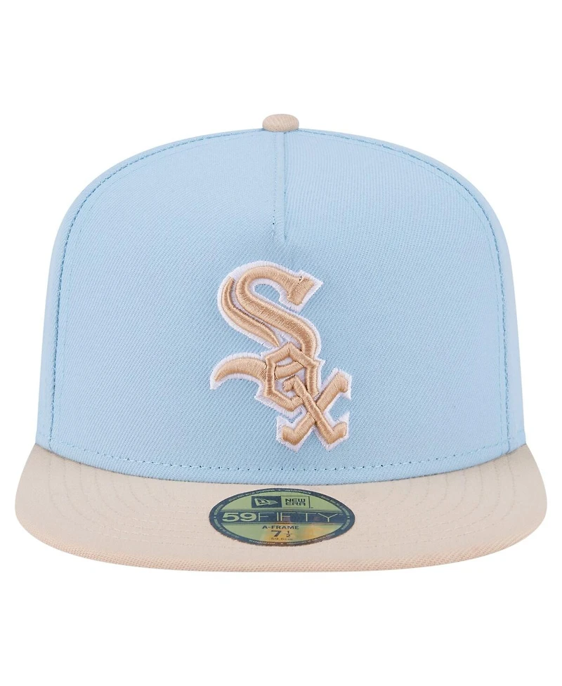 New Era Men's Light Blue/Cream Chicago White Sox Two-Tone Color Pack A-Frame 59FIFTY Fitted Hat