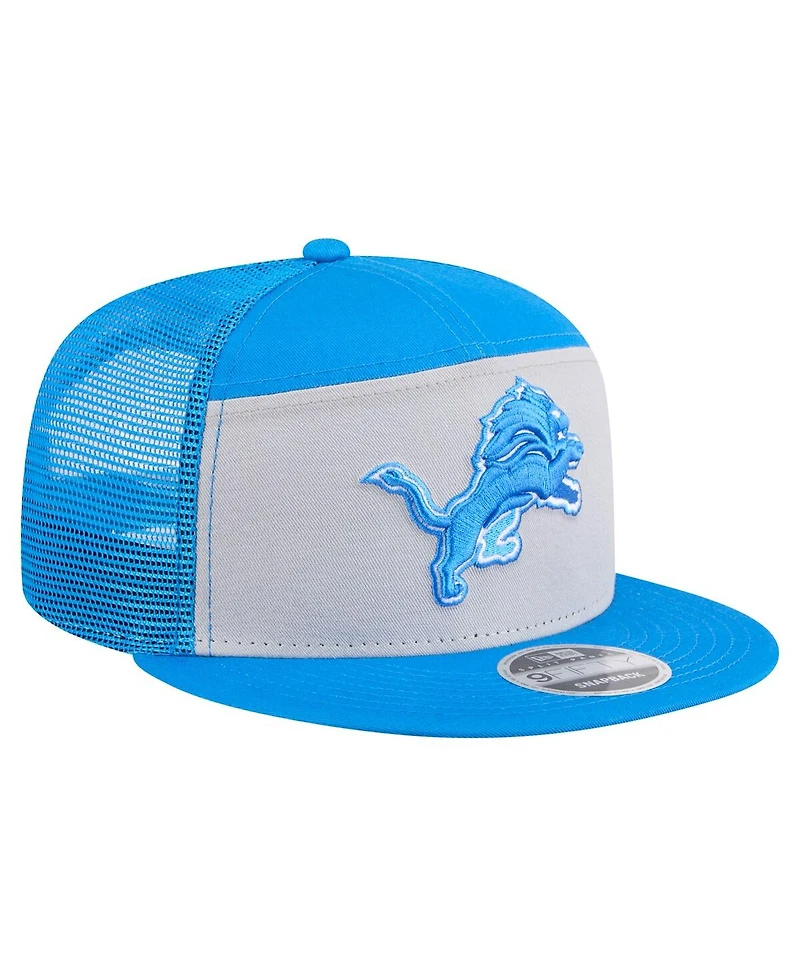 New Era Men's Gray/Blue Detroit Lions Outdoor Split Panel 9FIFTY Snapback Hat