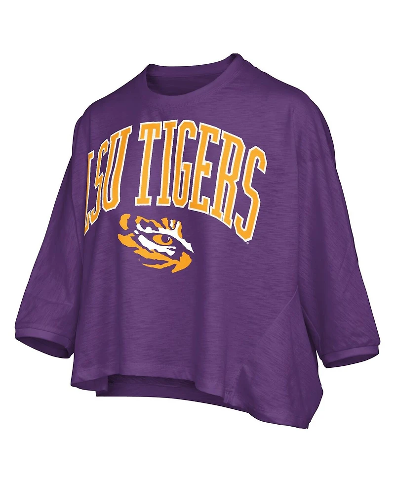 Pressbox Women's Purple Lsu Tigers Midi Arch Over Logo Oversized T-Shirt