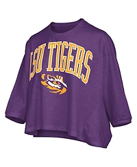 Pressbox Women's Purple Lsu Tigers Midi Arch Over Logo Oversized T-Shirt