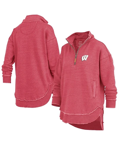 Pressbox Women's Red Wisconsin Badgers Northfork Sojourn Poncho Quarter-Zip Sweatshirt