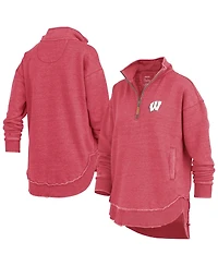 Pressbox Women's Red Wisconsin Badgers Northfork Sojourn Poncho Quarter-Zip Sweatshirt