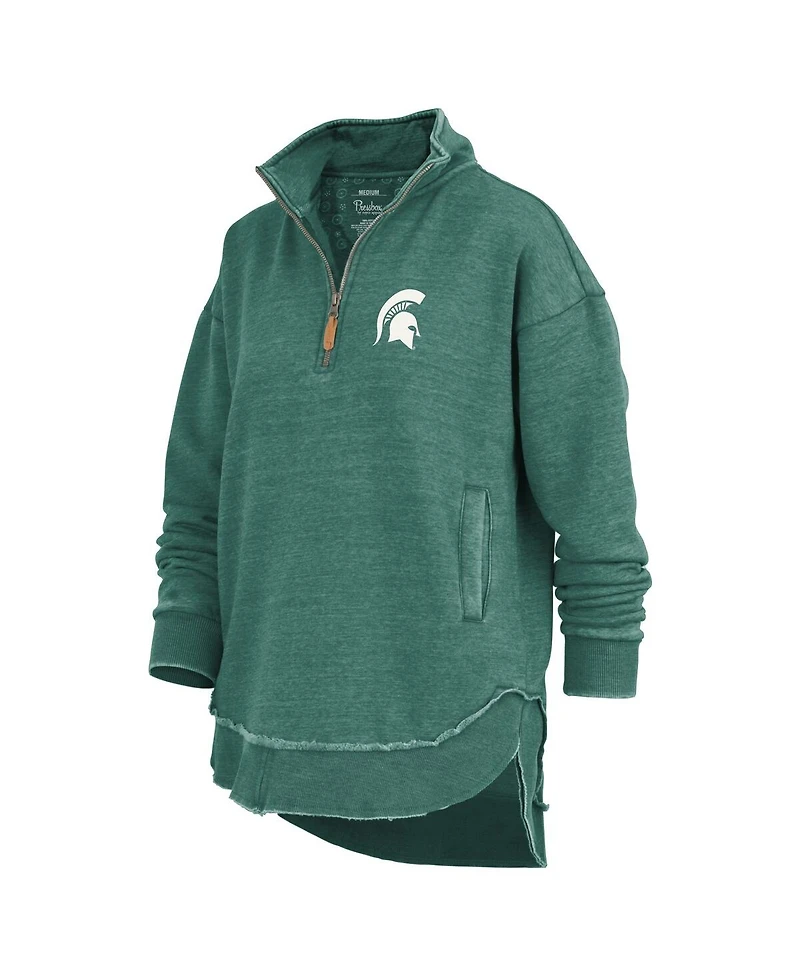 Pressbox Women's Green Michigan State Spartans Northfork Sojourn Poncho Quarter-Zip Sweatshirt