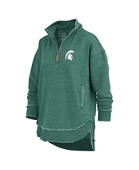 Pressbox Women's Green Michigan State Spartans Northfork Sojourn Poncho Quarter-Zip Sweatshirt
