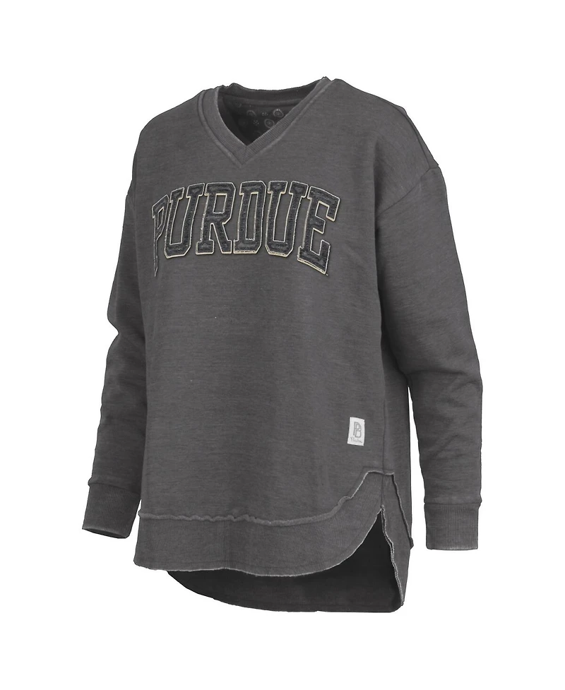 Pressbox Women's Black Purdue Boilermakers Westin Poncho V-Neck Pullover Sweatshirt