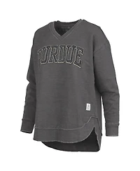 Pressbox Women's Black Purdue Boilermakers Westin Poncho V-Neck Pullover Sweatshirt