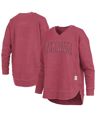 Pressbox Women's Crimson Oklahoma Sooners Westin Poncho V-Neck Pullover Sweatshirt
