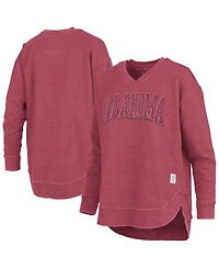 Pressbox Women's Crimson Oklahoma Sooners Westin Poncho V-Neck Pullover Sweatshirt