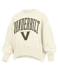 Pressbox Women's Natural Vanderbilt Commodores Oversized Waist-Length Crewneck Sweatshirt