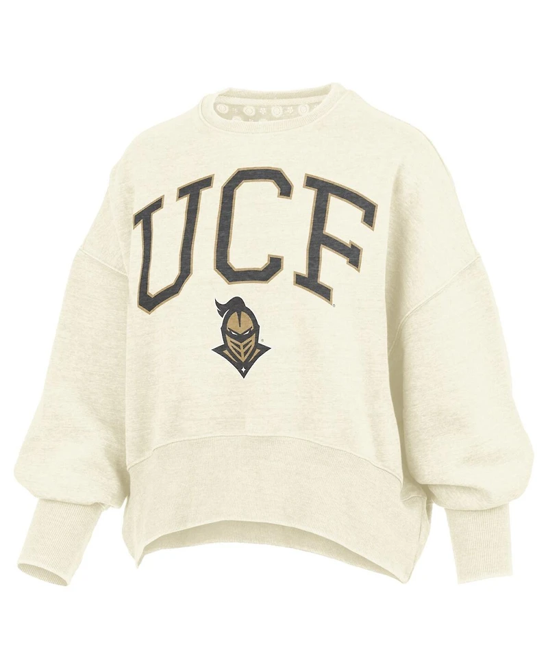 Pressbox Women's Natural Ucf Knights Oversized Waist-Length Crewneck Sweatshirt