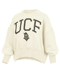 Pressbox Women's Natural Ucf Knights Oversized Waist-Length Crewneck Sweatshirt