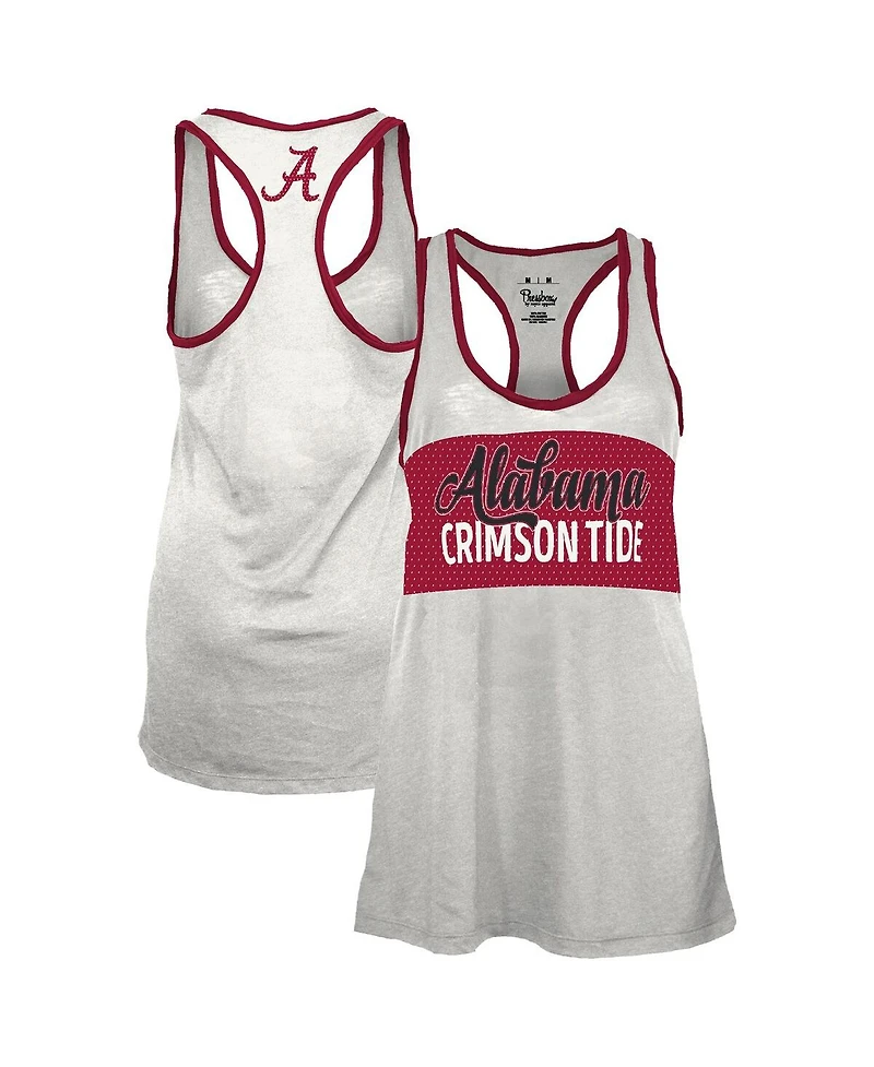 Pressbox Women's White/Crimson Alabama Crimson Tide Tracy Racerback Burnout Tank Top