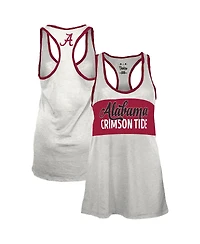 Pressbox Women's White/Crimson Alabama Crimson Tide Tracy Racerback Burnout Tank Top