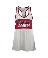 Pressbox Women's White/Crimson Oklahoma Sooners Tracy Racerback Burnout Tank Top