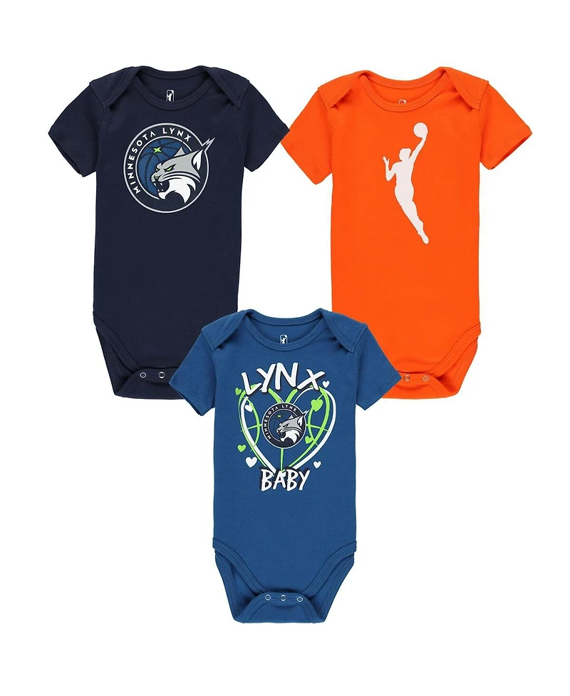 Outerstuff Baby Boys and Girls 3-Pack Minnesota Lynx Slide Home Creeper Set