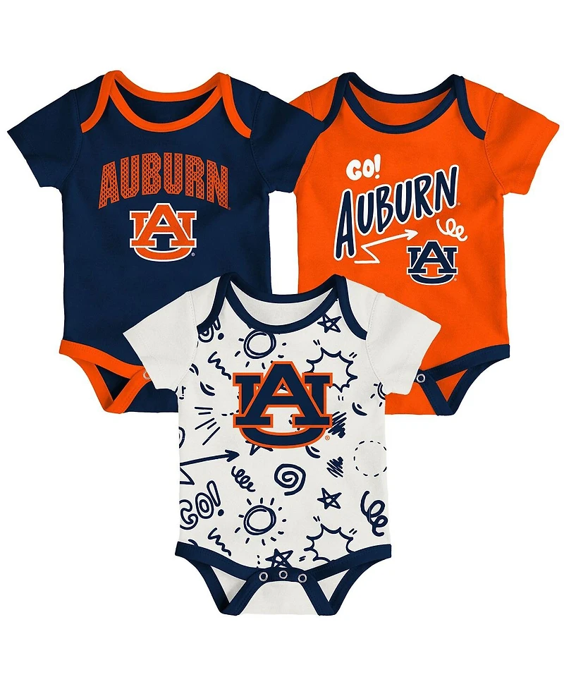 Outerstuff Baby Boys and Girls 3-Pack Auburn Tigers All Day Play Bodysuit Set