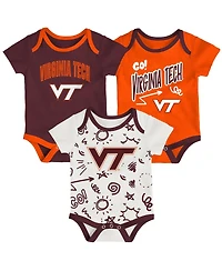 Outerstuff Baby Boys and Girls 3-Pack Virginia Tech Hokies All Day Play Bodysuit Set