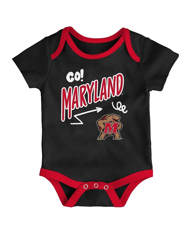 Outerstuff Baby Boys and Girls 3-Piece Maryland Terrapins All Day Play Bodysuit Set