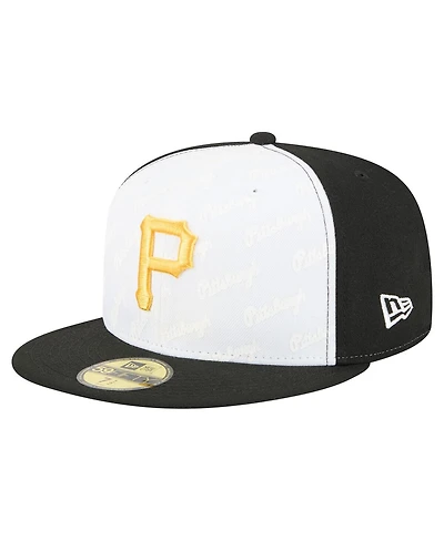 New Era Men's White/Black Pittsburgh Pirates Repeat 59FIFTY Fitted Hat