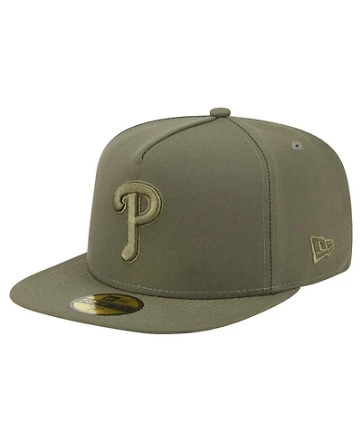New Era Men's Olive Philadelphia Phillies Color Pack A-Frame 59FIFTY Fitted Hat