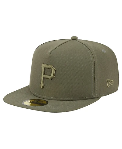 New Era Men's Olive Pittsburgh Pirates Color Pack A-Frame 59FIFTY Fitted Hat