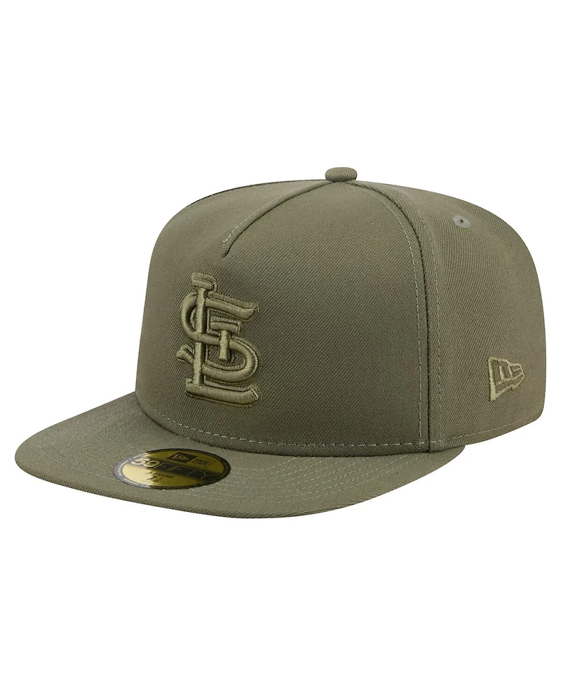 New Era Men's Olive St. Louis Cardinals Color Pack A-Frame 59FIFTY Fitted Hat