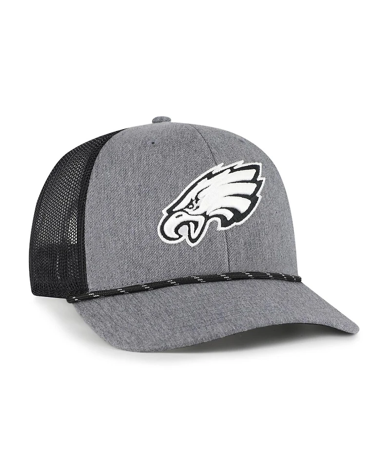 '47 Brand Men's Heather Charcoal Philadelphia Eagles Carbon Rope Trucker Adjustable Hat